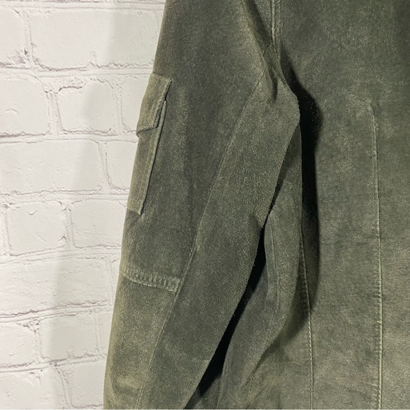 Silx Olive Army Green Suede Military Style Lined Jacket 6 - Picture 10 of 13